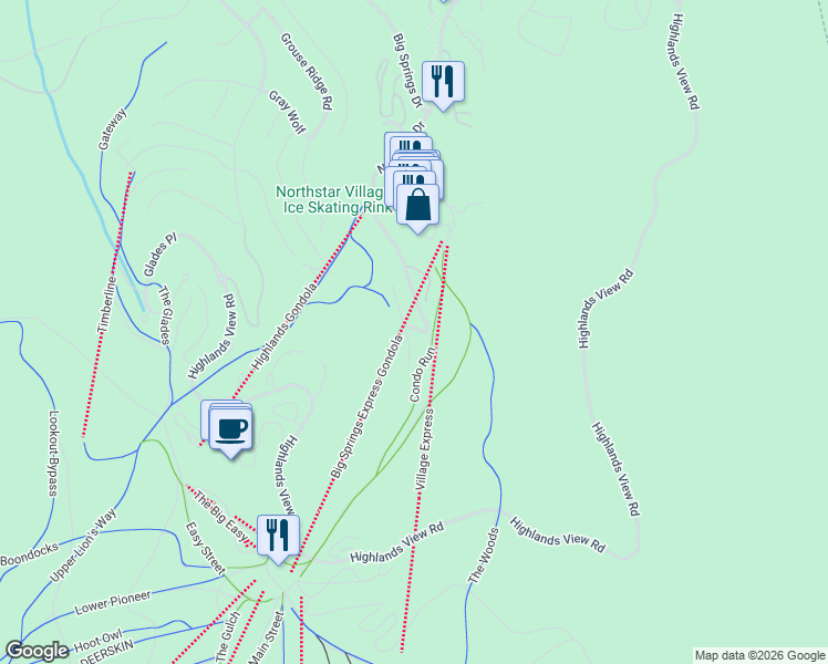 map of restaurants, bars, coffee shops, grocery stores, and more near 4106 Coyote Fork in Truckee