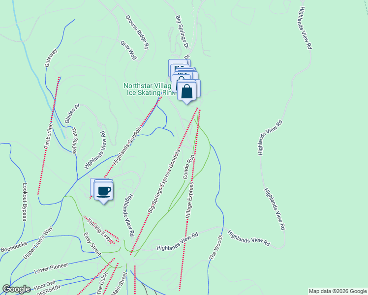map of restaurants, bars, coffee shops, grocery stores, and more near 4106 Coyote Fork in Truckee