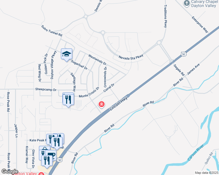 map of restaurants, bars, coffee shops, grocery stores, and more near 226 Corral Drive in Dayton