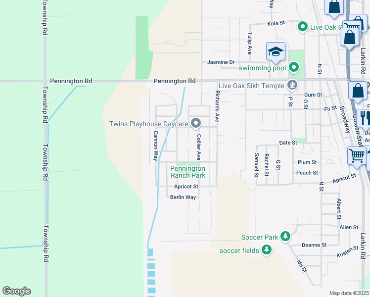 map of restaurants, bars, coffee shops, grocery stores, and more near 9702 Leyton Court in Live Oak