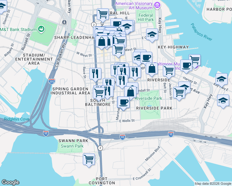 map of restaurants, bars, coffee shops, grocery stores, and more near 101 Independence Avenue Southeast in Washington
