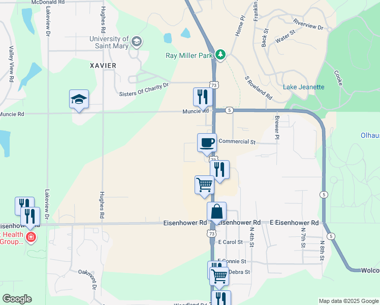 map of restaurants, bars, coffee shops, grocery stores, and more near 4820 South 4th Street in Leavenworth