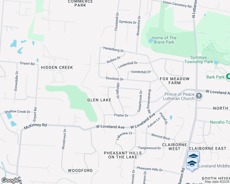 map of restaurants, bars, coffee shops, grocery stores, and more near 203 Albright Drive in Loveland