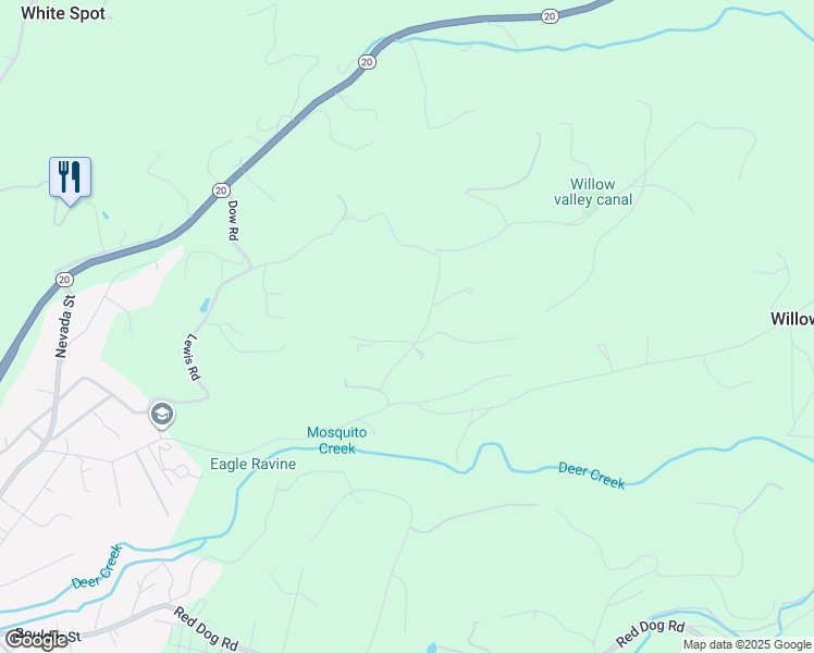 map of restaurants, bars, coffee shops, grocery stores, and more near 10842 Genasci Road in Nevada City