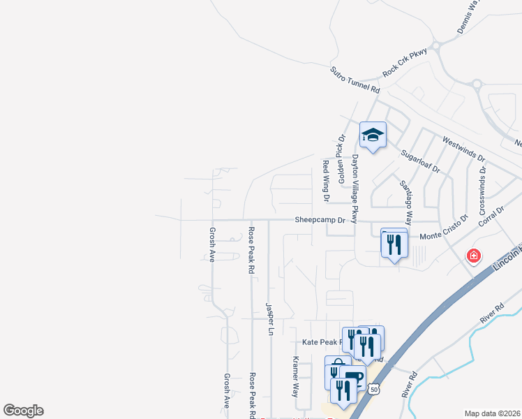map of restaurants, bars, coffee shops, grocery stores, and more near 88 Jasper Lane in Dayton