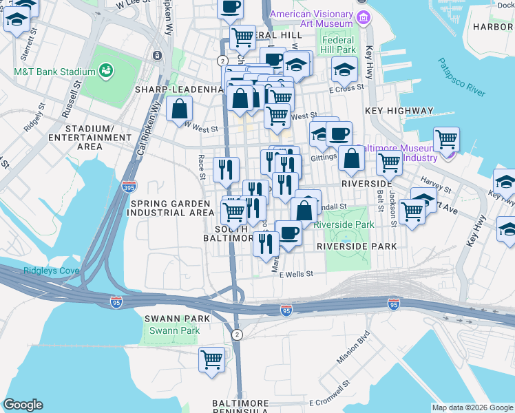 map of restaurants, bars, coffee shops, grocery stores, and more near 101 Independence Avenue Southeast in Washington