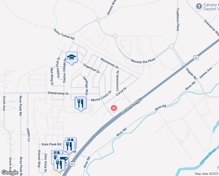 map of restaurants, bars, coffee shops, grocery stores, and more near 316 Monte Cristo Drive in Dayton