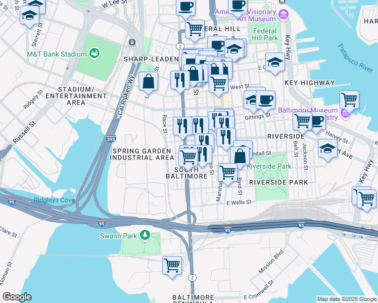 map of restaurants, bars, coffee shops, grocery stores, and more near 101 Independence Avenue Southeast in Washington
