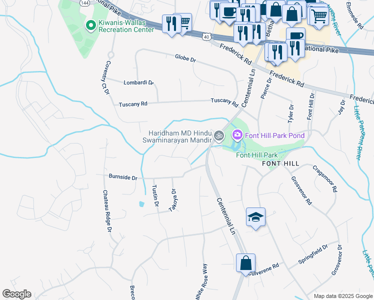 map of restaurants, bars, coffee shops, grocery stores, and more near 10212 Little Brick House Court in Ellicott City