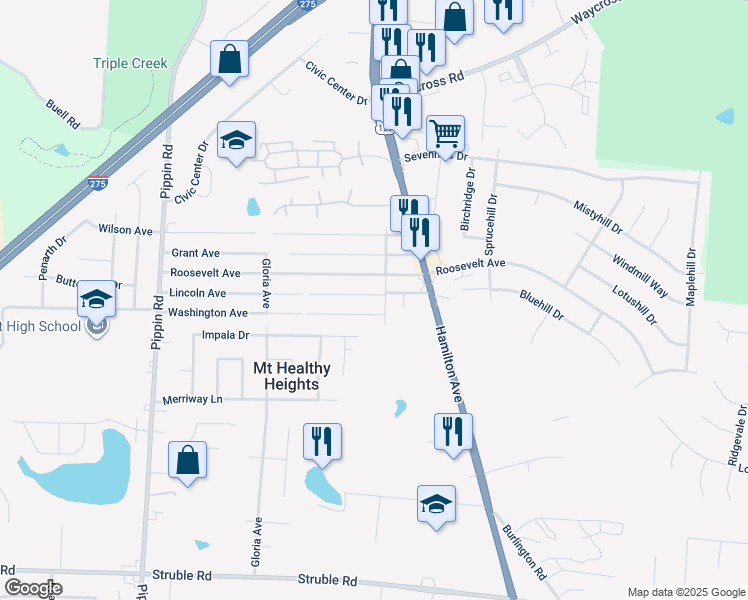 map of restaurants, bars, coffee shops, grocery stores, and more near 2277 Lincoln Avenue in Cincinnati
