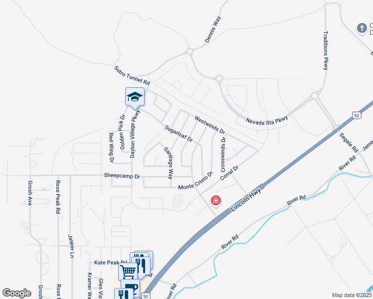 map of restaurants, bars, coffee shops, grocery stores, and more near 526 Rawe Peak Drive in Dayton