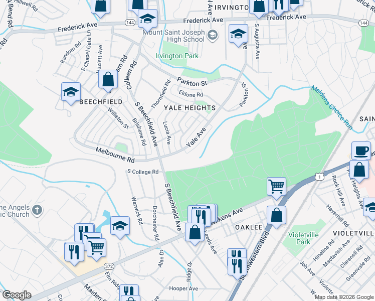 map of restaurants, bars, coffee shops, grocery stores, and more near 793 Yale Avenue in Baltimore