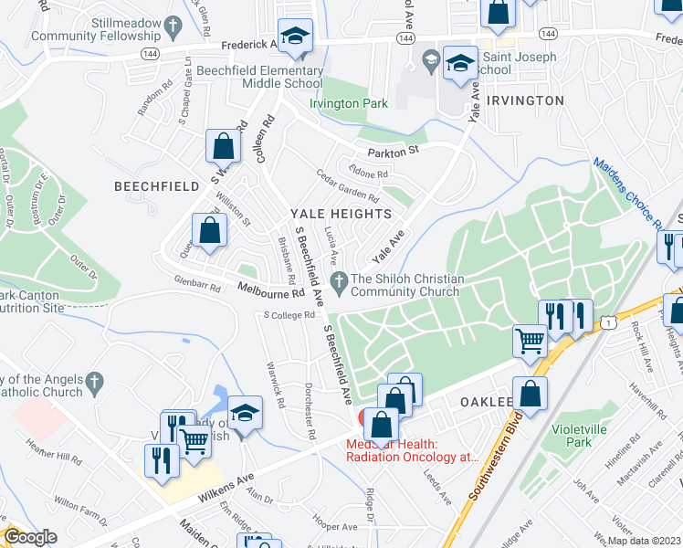 map of restaurants, bars, coffee shops, grocery stores, and more near 635 Lucia Avenue in Baltimore