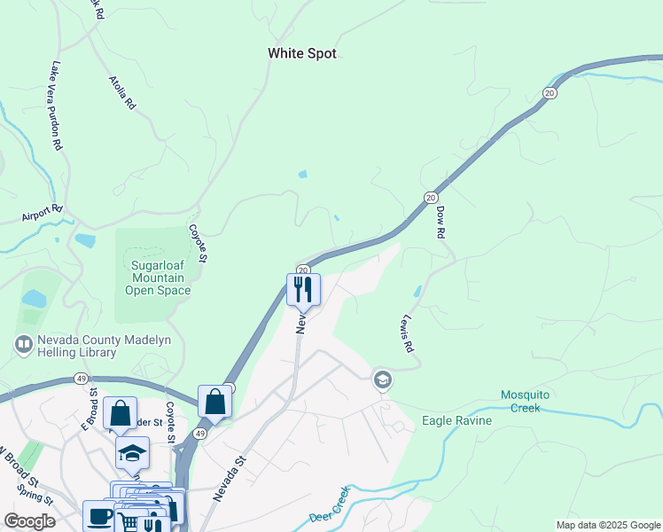 map of restaurants, bars, coffee shops, grocery stores, and more near 846 Nevada Saint Exd in Nevada City