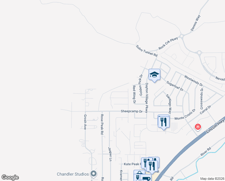 map of restaurants, bars, coffee shops, grocery stores, and more near 325 Grosh Avenue in Dayton
