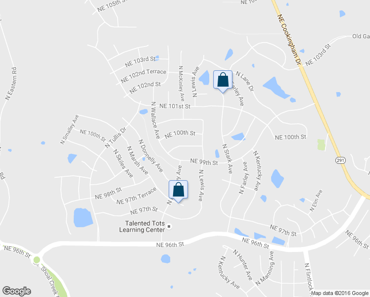 map of restaurants, bars, coffee shops, grocery stores, and more near 8608 Northeast 99th Street in Kansas City