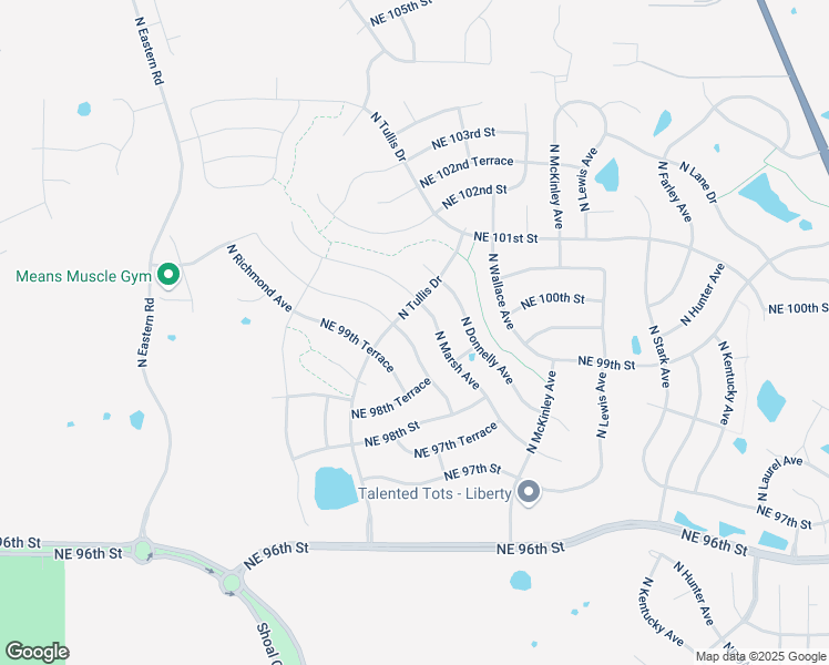 map of restaurants, bars, coffee shops, grocery stores, and more near 9909 North Skiles Avenue in Kansas City