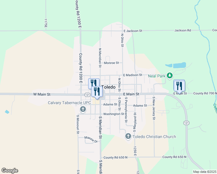 map of restaurants, bars, coffee shops, grocery stores, and more near in Toledo