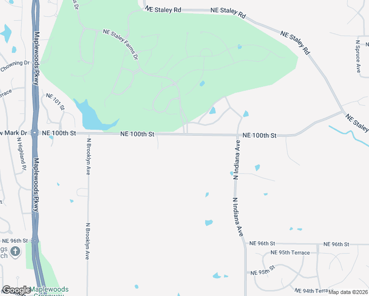 map of restaurants, bars, coffee shops, grocery stores, and more near 3009 Northeast 100th Street in Kansas City