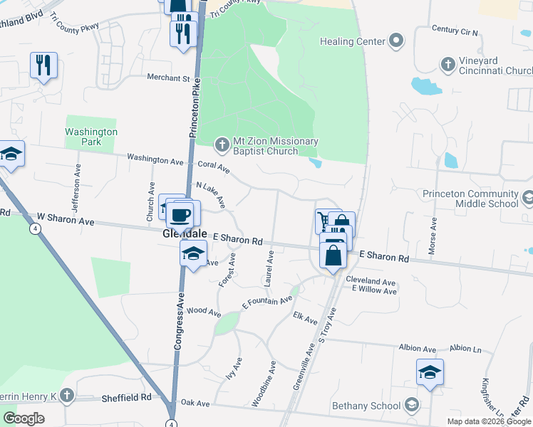 map of restaurants, bars, coffee shops, grocery stores, and more near 1085 Laurel Avenue in Cincinnati