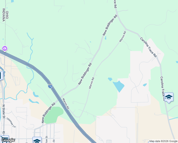 map of restaurants, bars, coffee shops, grocery stores, and more near 10648 New Biddinger Road in Harrison