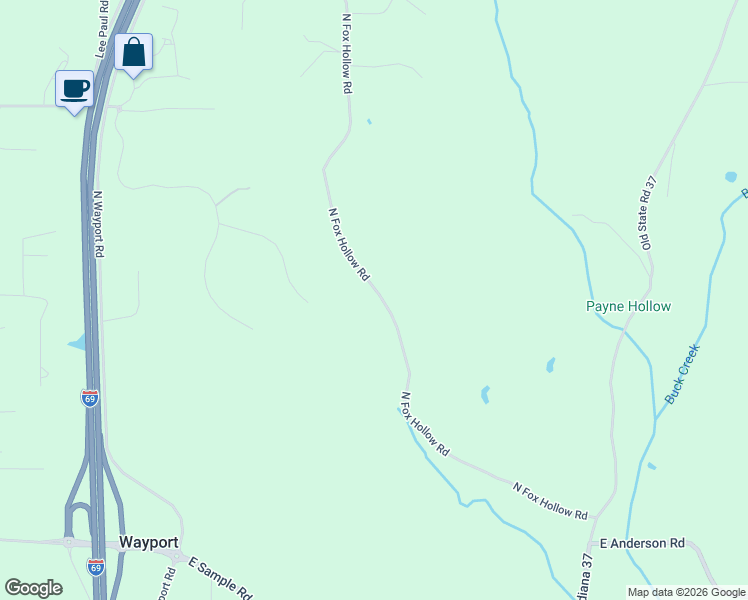 map of restaurants, bars, coffee shops, grocery stores, and more near 7890-7940 North Fox Hollow Road in Bloomington
