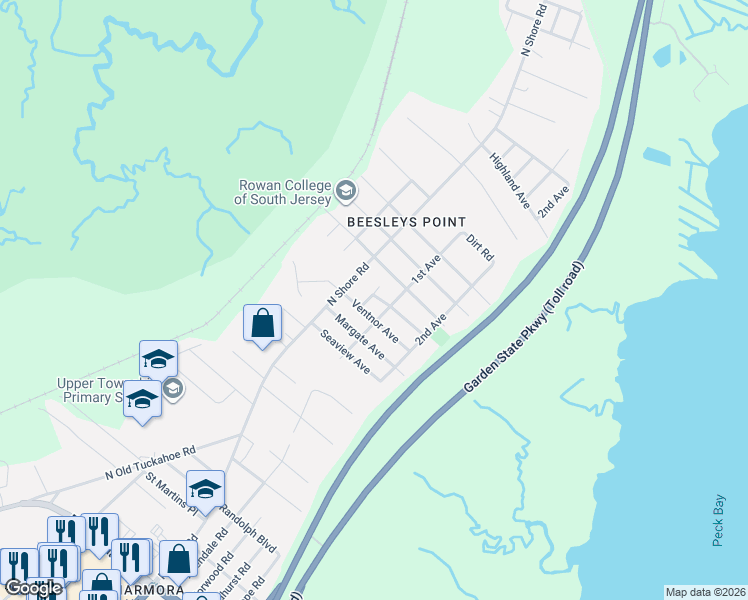 map of restaurants, bars, coffee shops, grocery stores, and more near 22 East Golden Oak Lane in Marmora