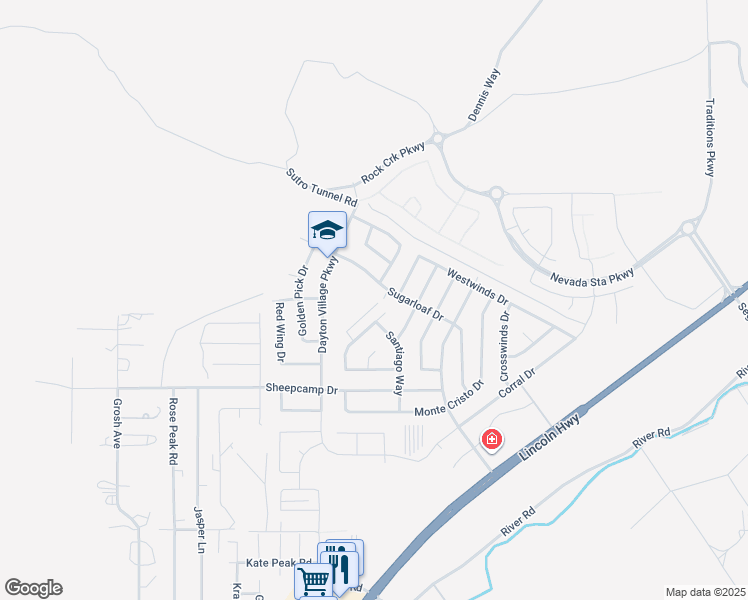 map of restaurants, bars, coffee shops, grocery stores, and more near 190 Dayton Village Parkway in Dayton