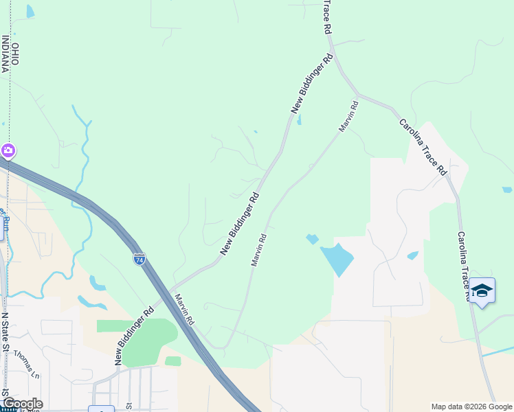 map of restaurants, bars, coffee shops, grocery stores, and more near 10648 New Biddinger Road in Harrison