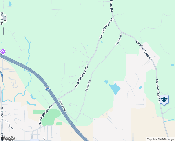 map of restaurants, bars, coffee shops, grocery stores, and more near 10648 New Biddinger Road in Harrison