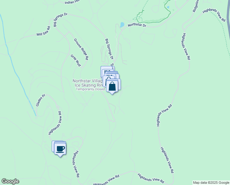 map of restaurants, bars, coffee shops, grocery stores, and more near 8001 Northstar Drive in Truckee