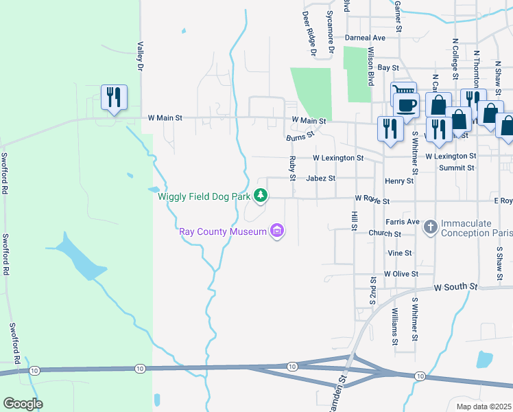 map of restaurants, bars, coffee shops, grocery stores, and more near 1005 West Royle Street in Richmond