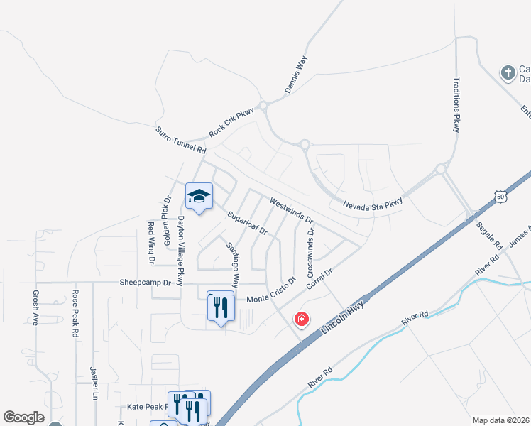 map of restaurants, bars, coffee shops, grocery stores, and more near 543 Rawe Peak Drive in Dayton