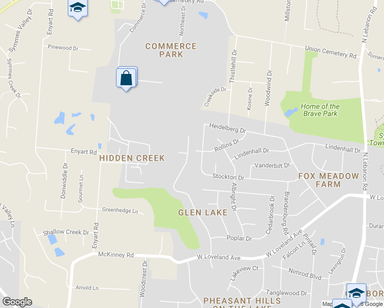 map of restaurants, bars, coffee shops, grocery stores, and more near 292 Glen Lake Road in Loveland