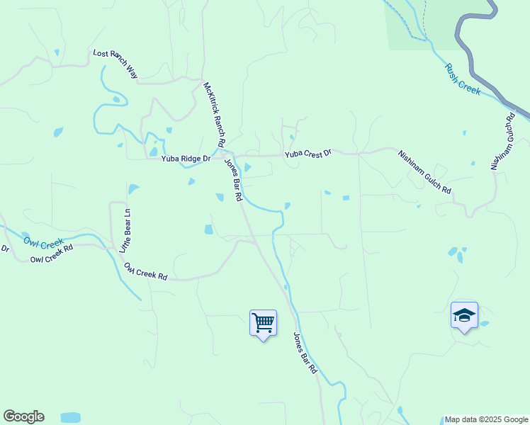 map of restaurants, bars, coffee shops, grocery stores, and more near 13445 Jones Bar Road in Nevada City