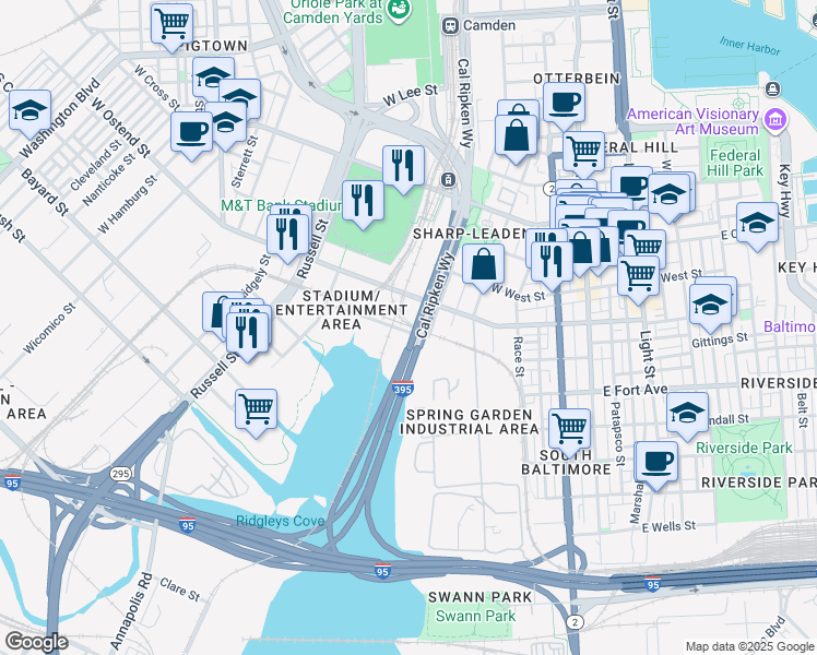 map of restaurants, bars, coffee shops, grocery stores, and more near 1234 Stockholm Street in Baltimore
