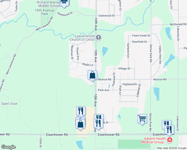 map of restaurants, bars, coffee shops, grocery stores, and more near 4409 Ironwood Drive in Leavenworth