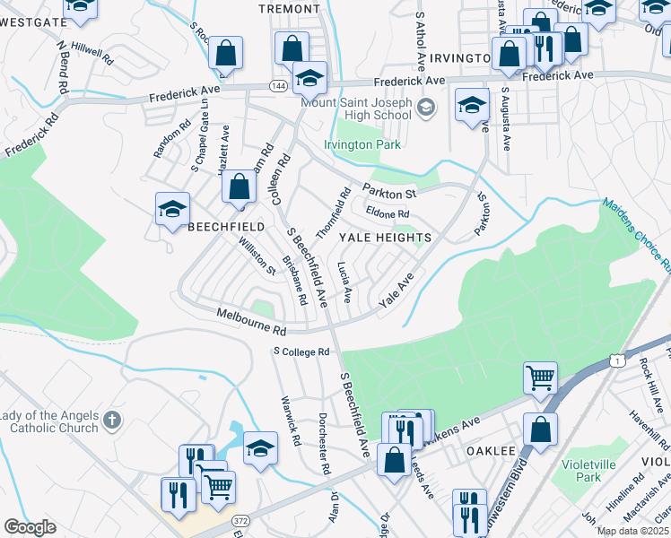 map of restaurants, bars, coffee shops, grocery stores, and more near 560 Lucia Avenue in Baltimore