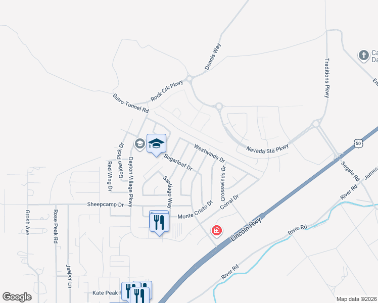map of restaurants, bars, coffee shops, grocery stores, and more near 543 Rawe Peak Drive in Dayton