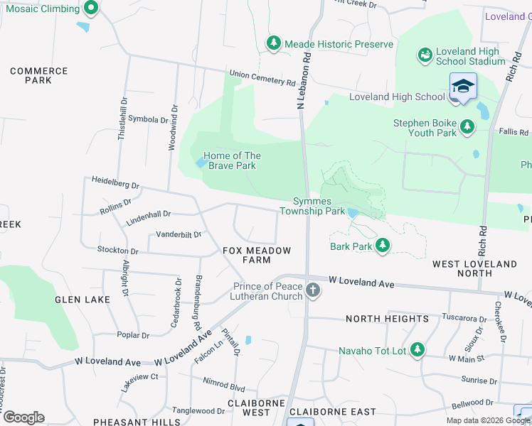 map of restaurants, bars, coffee shops, grocery stores, and more near 1669 Lindenhall Drive in Loveland