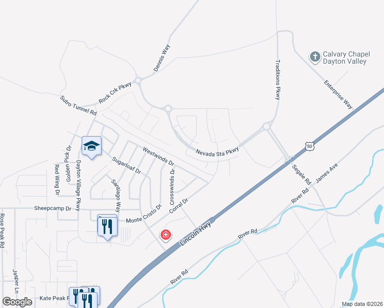 map of restaurants, bars, coffee shops, grocery stores, and more near 620 Westwinds Drive in Dayton