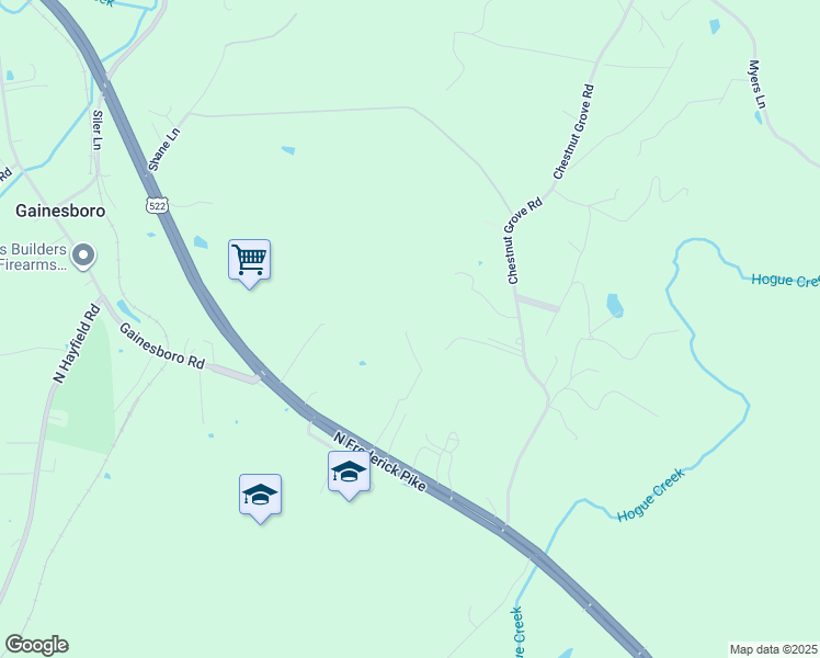 map of restaurants, bars, coffee shops, grocery stores, and more near 4600 North Frederick Pike in Winchester