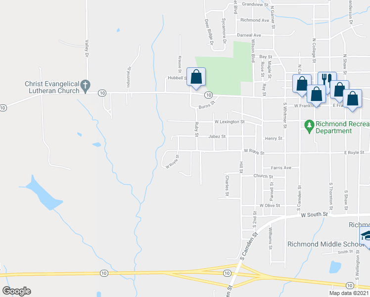 map of restaurants, bars, coffee shops, grocery stores, and more near 809 West Royle Street in Richmond