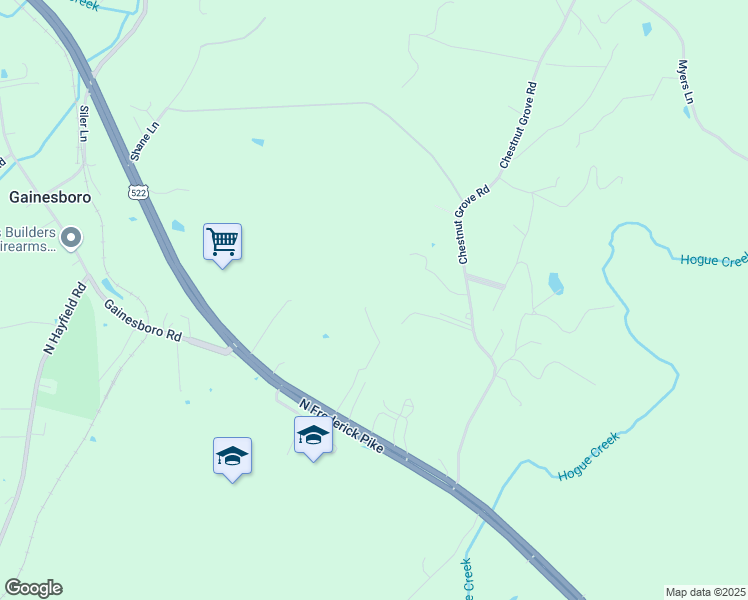 map of restaurants, bars, coffee shops, grocery stores, and more near 4600 North Frederick Pike in Winchester