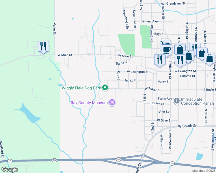 map of restaurants, bars, coffee shops, grocery stores, and more near 400 Denning Street in Richmond