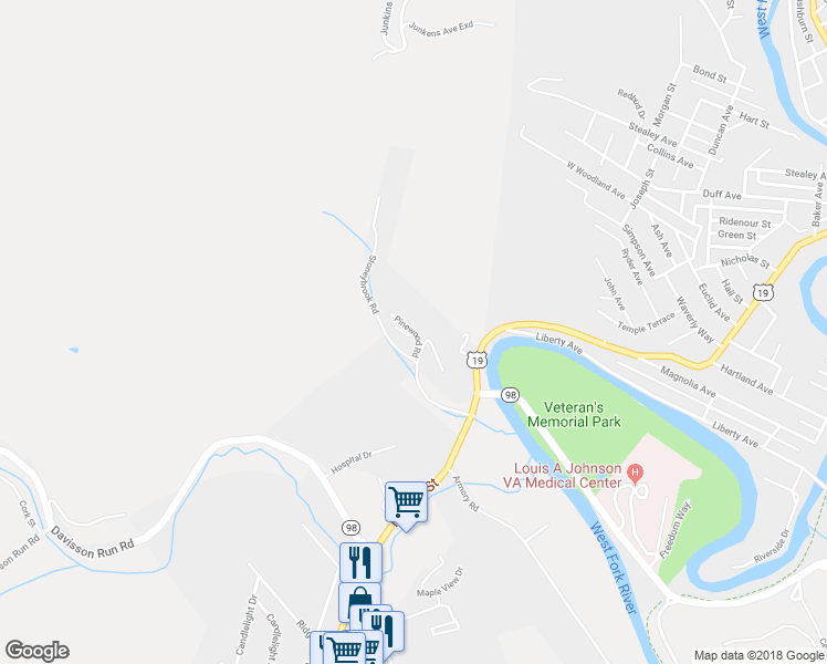 map of restaurants, bars, coffee shops, grocery stores, and more near 82 Pinewood Lane in Clarksburg