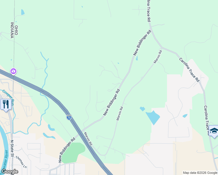 map of restaurants, bars, coffee shops, grocery stores, and more near 10657 New Biddinger Road in Harrison