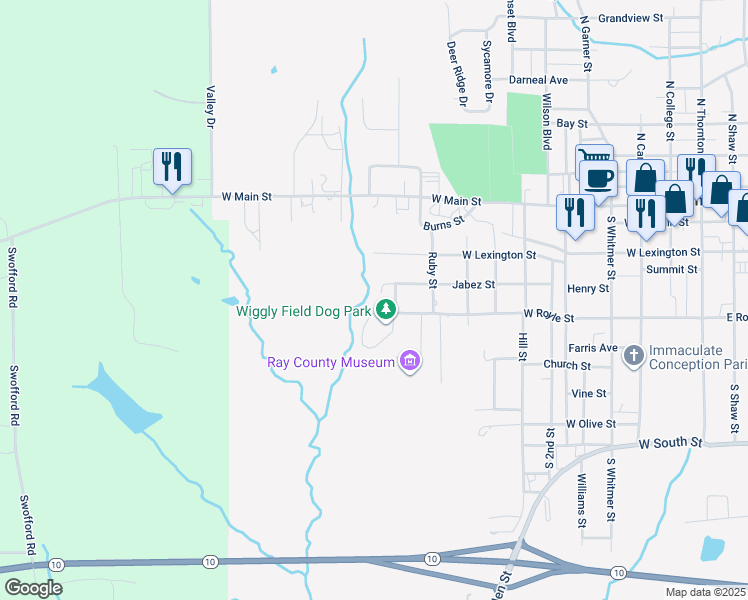 map of restaurants, bars, coffee shops, grocery stores, and more near 400 Denning Street in Richmond
