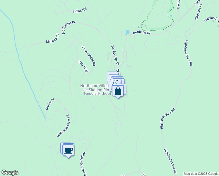 map of restaurants, bars, coffee shops, grocery stores, and more near 43 Village Circle in Truckee