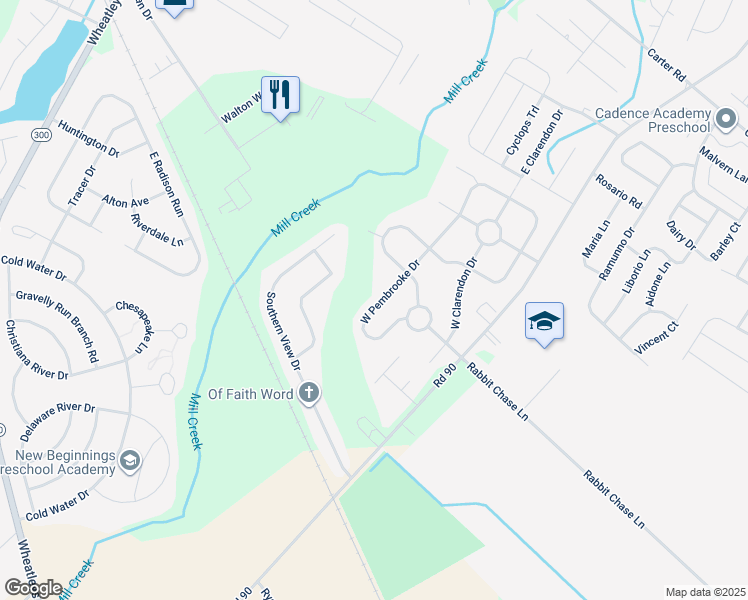 map of restaurants, bars, coffee shops, grocery stores, and more near 278 West Pembrooke Drive in Smyrna